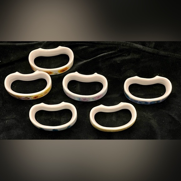 Polish Napkin Rings Holders Dining Hand Painted Porcelain Ceramic Gift Floral - Picture 12 of 16